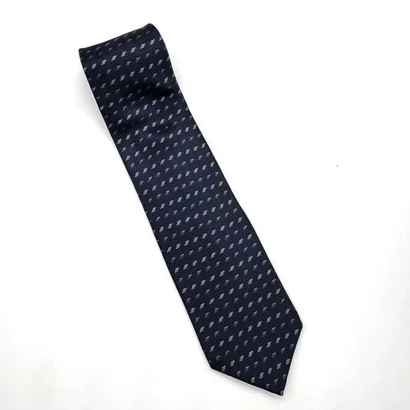 Vintage Bill Blass Silk Tie Blue and Light Yellow / Cream - Picture 1 of 8